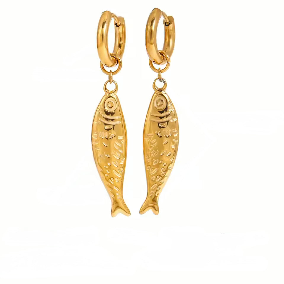 Golden Sardine Hoops