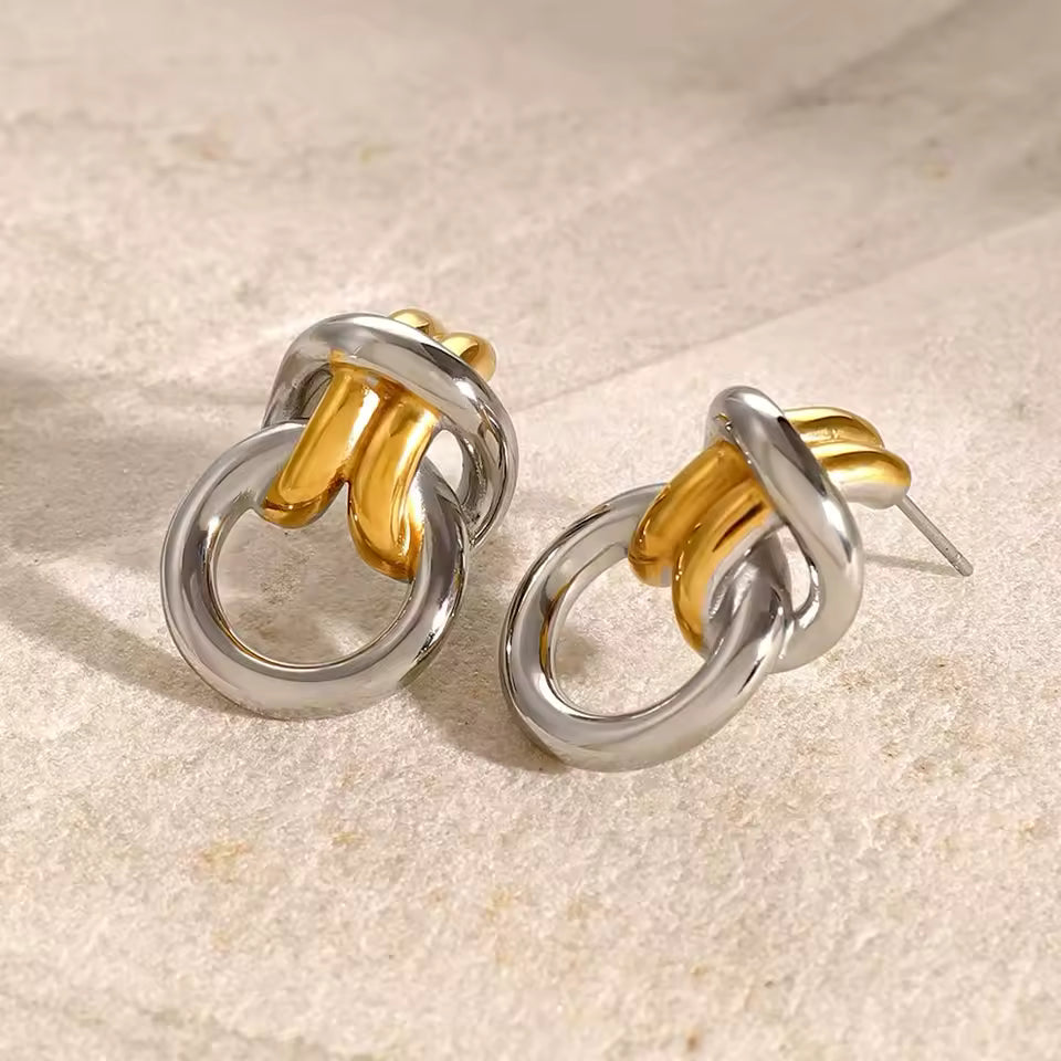 Bold Knot Earrings Bicolor